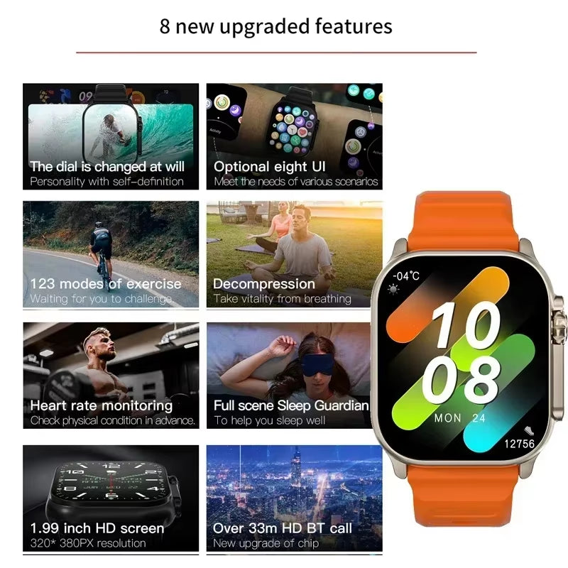 T900Ultra Bluetooth Smartwatch - Talk, Text, Heart Rate Monitor & Sports Tracker for Android & iOS - Perfect for Men & Women