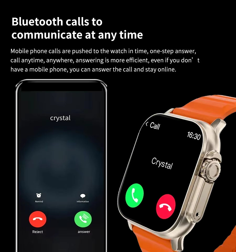 T900Ultra Bluetooth Smartwatch - Talk, Text, Heart Rate Monitor & Sports Tracker for Android & iOS - Perfect for Men & Women