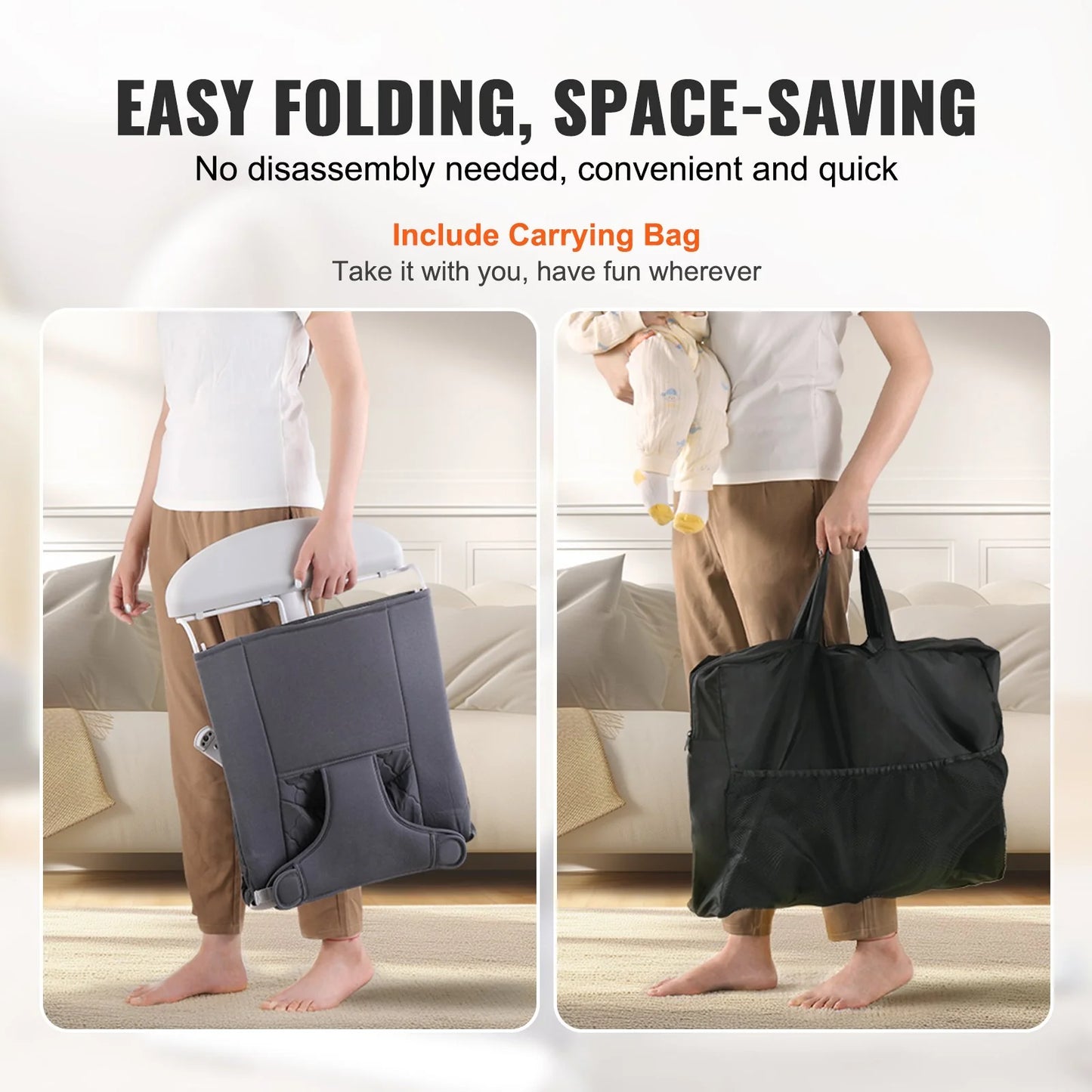 VEVOR Adjustable Folding Baby Bouncer Seat with 2 Reclining Positions – Comfortable and Portable for Your Little One