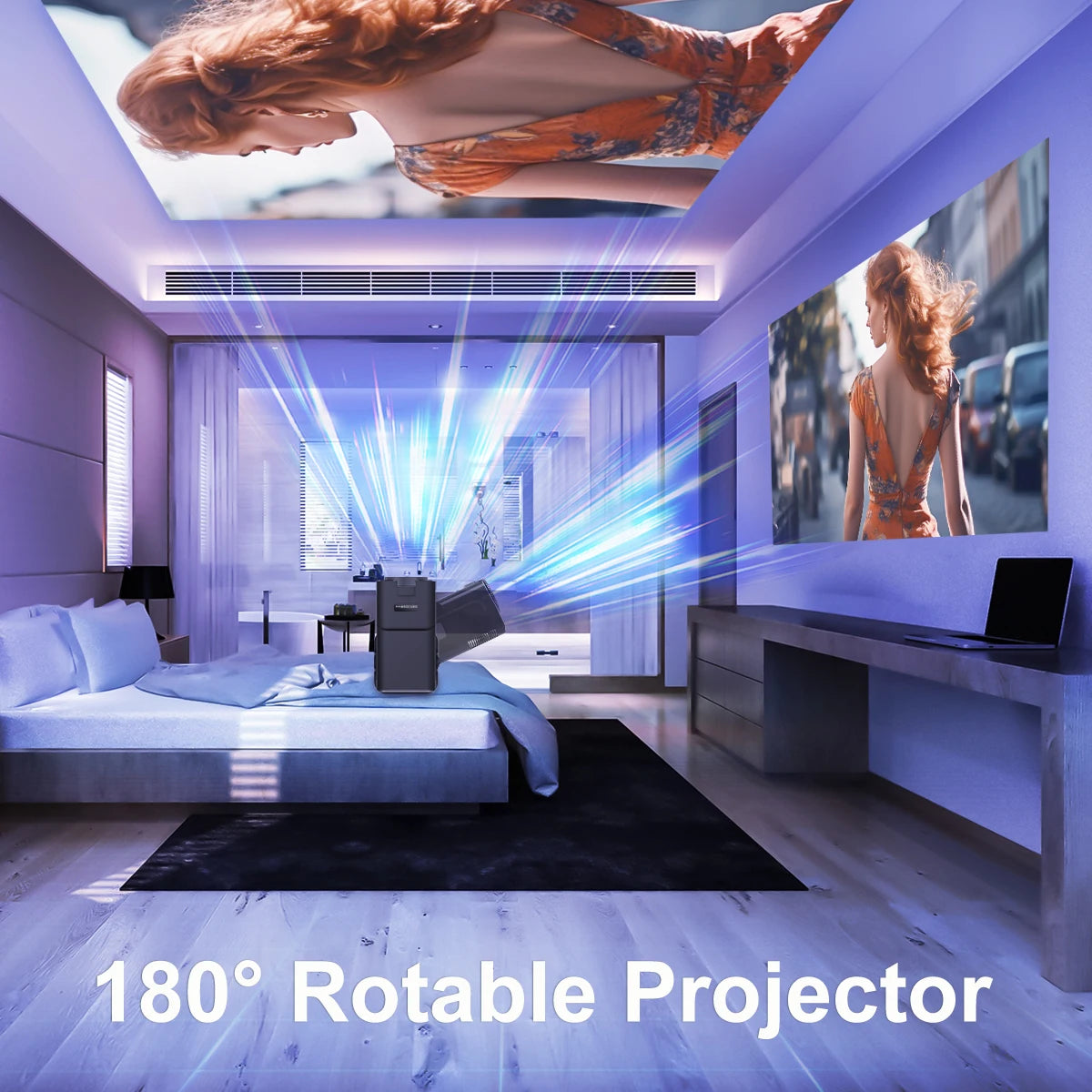 Upgrade Your Home Theater Experience with the 4K Native 1080P Android 11 Projector - Portable & Enhanced with WiFi 6 and Bluetooth 5.0!