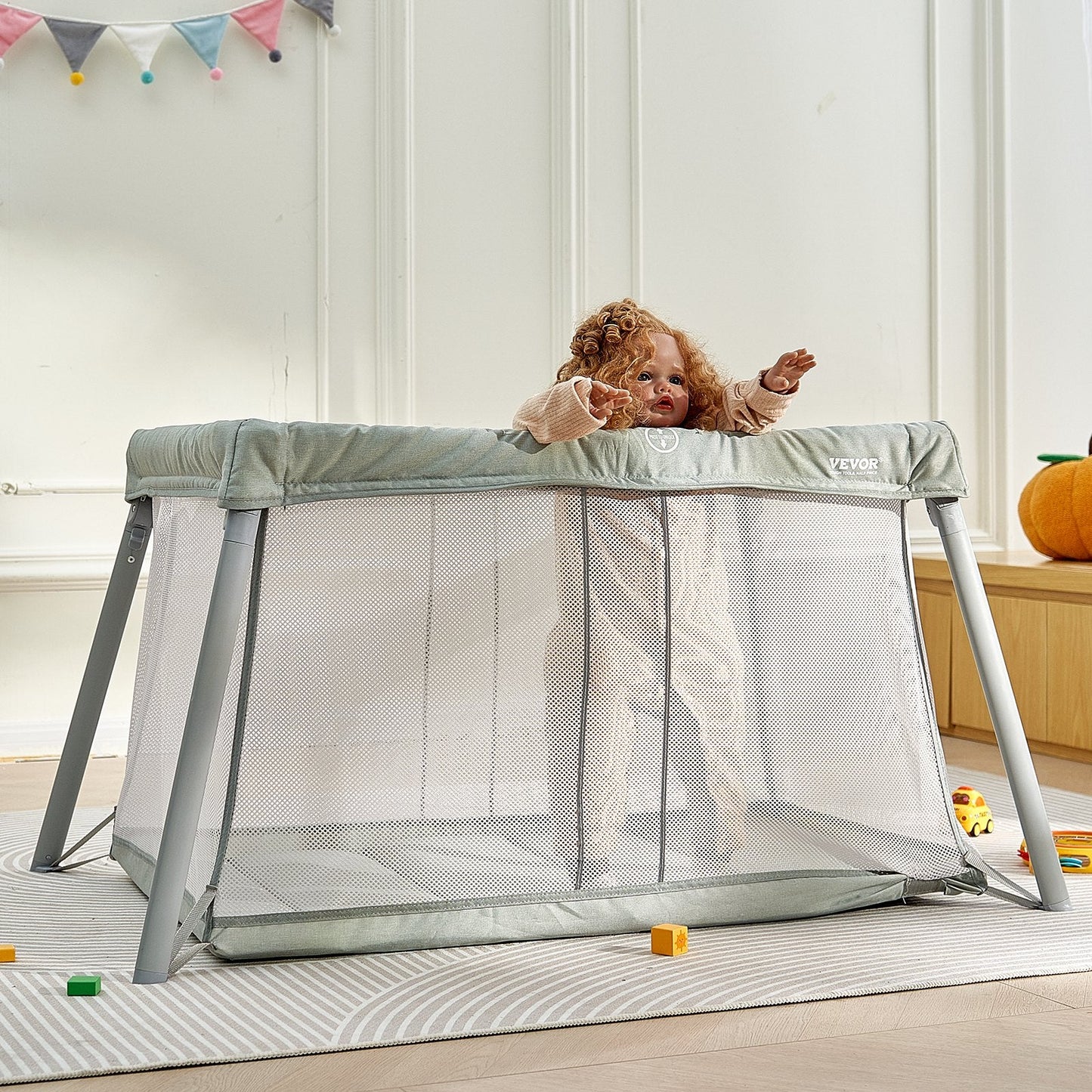VEVOR Portable Baby Travel Crib & Playyard - Cozy Folding Playpen with Soft Mattress Pad