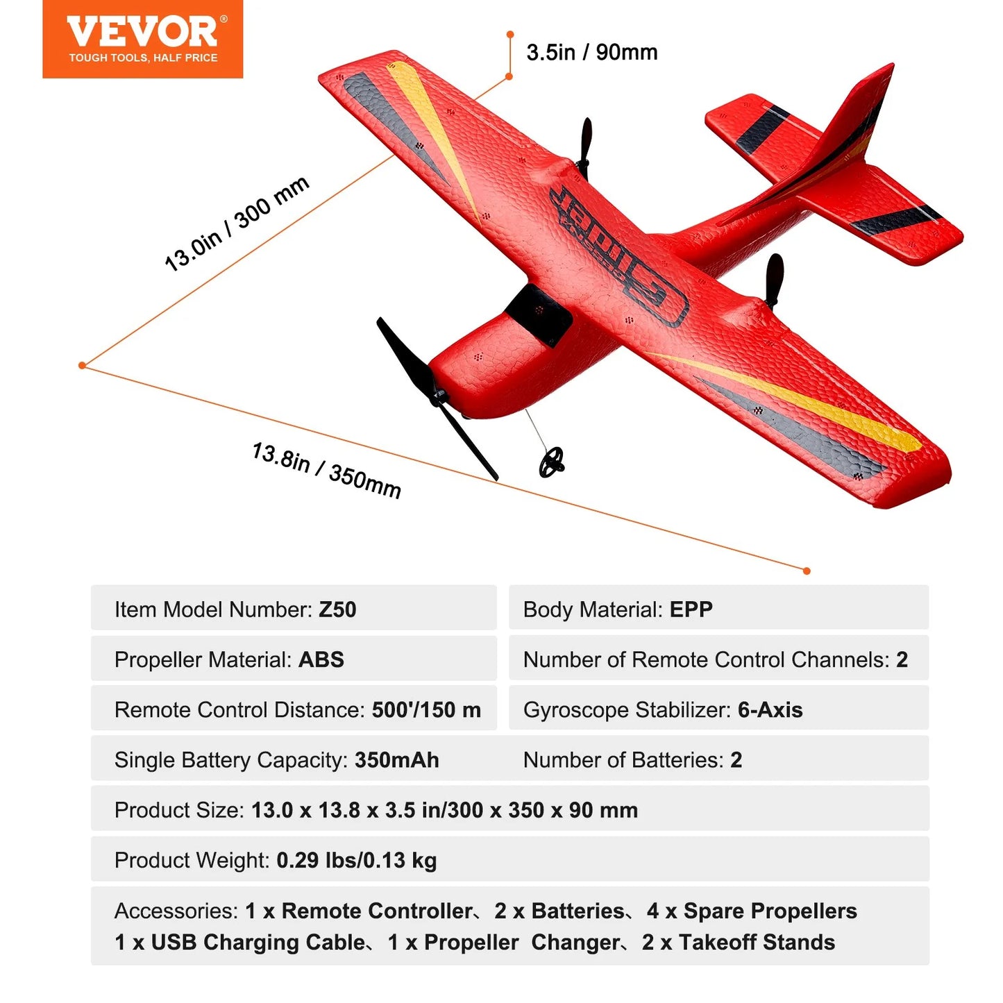 VEVOR 2.4GHz EPP Foam RC Airplane with Dual Batteries - Ultimate Flying Toy!
