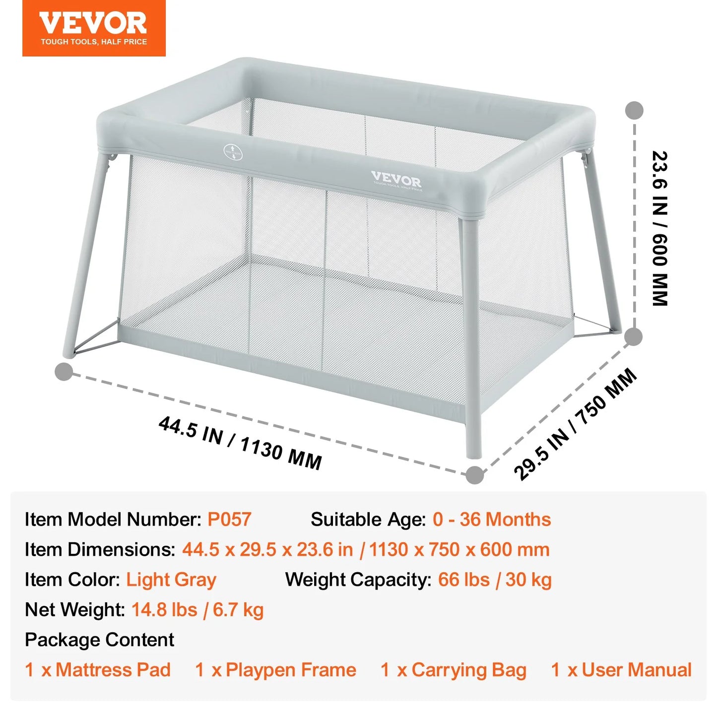 VEVOR Portable Baby Travel Crib & Playyard - Cozy Folding Playpen with Soft Mattress Pad