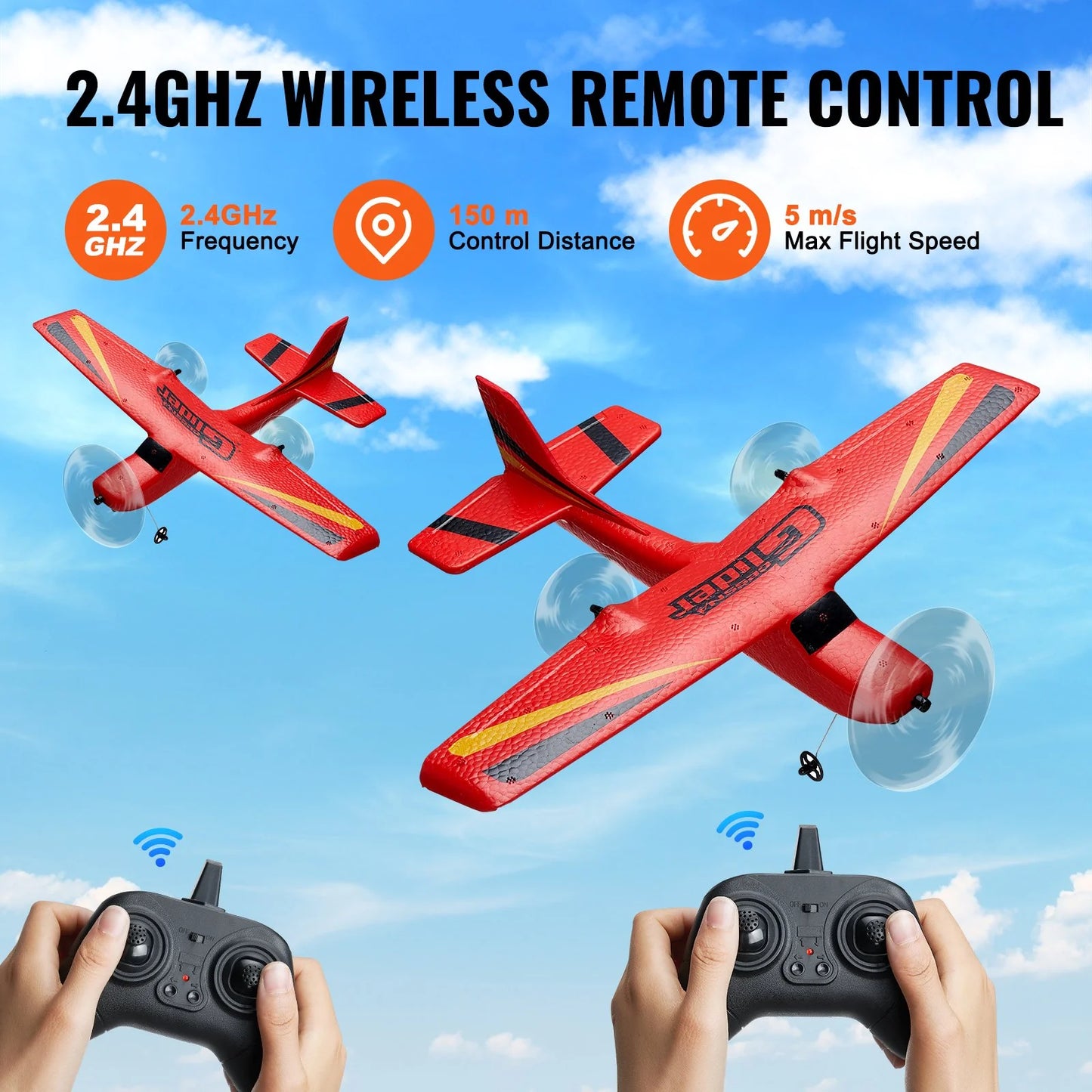 VEVOR 2.4GHz EPP Foam RC Airplane with Dual Batteries - Ultimate Flying Toy!
