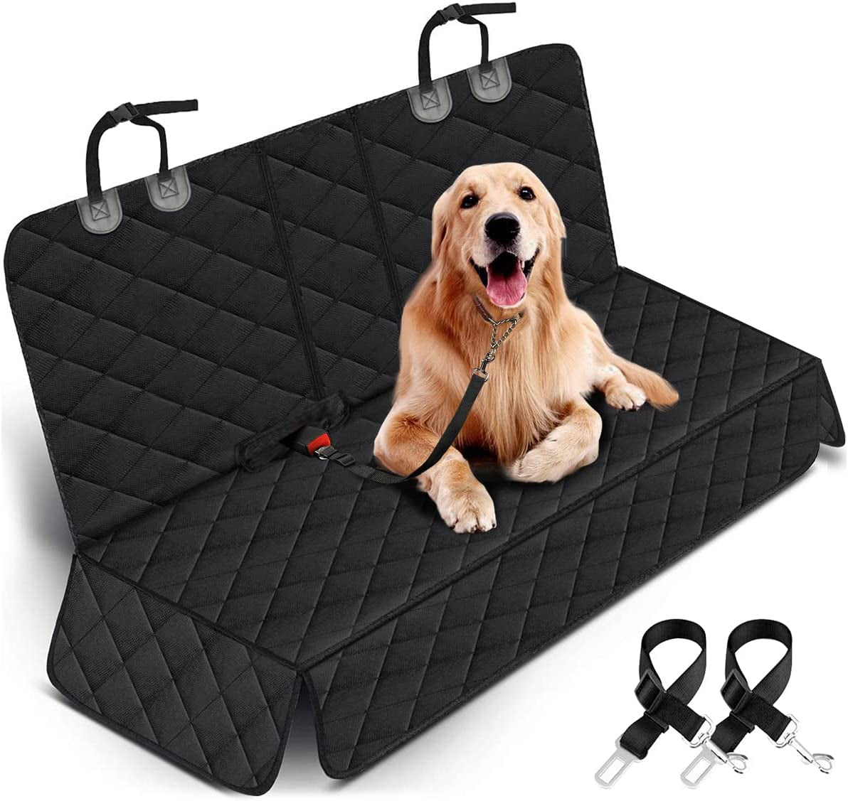 Premium Waterproof Dog Car Seat Cover - Non-Slip Backseat Protector for Cars, Trucks & SUVs - Fits Middle Armrest - Black