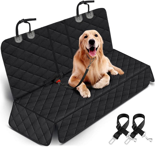 Premium Waterproof Dog Car Seat Cover - Non-Slip Backseat Protector for Cars, Trucks & SUVs - Fits Middle Armrest - Black
